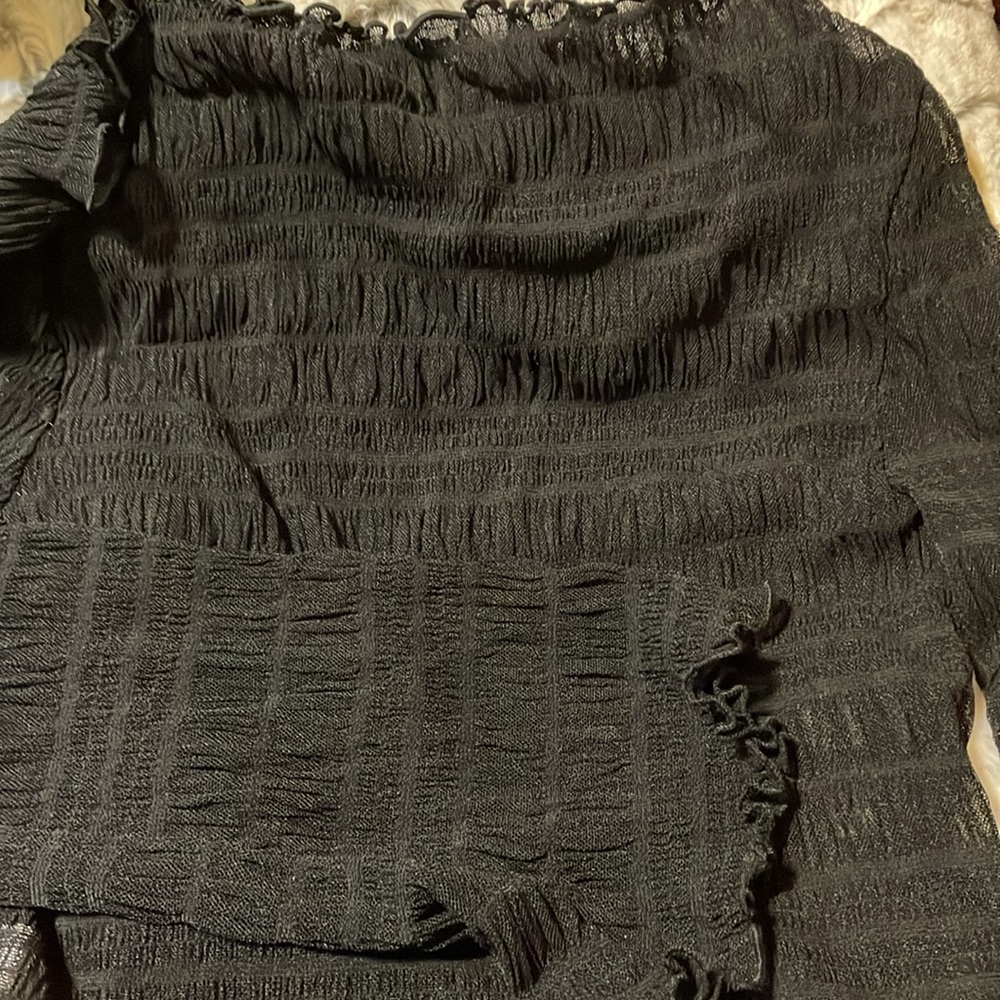 Lot of 2 Tops/ 2 Black Tops SHEIN SZ:M 1 Tank w ribbing 1 sheer long sleeves NEW - Picture 6 of 11